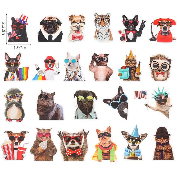 Cat and dogs stickers with glasses - Picture 5 of 5
